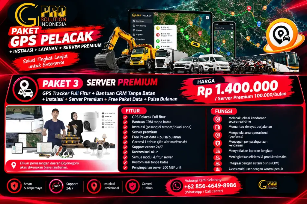 GPS Tracker Paket 3 Premium + Installasi + Garansi 1 tahun Produk, 75.000/unit/Bulan